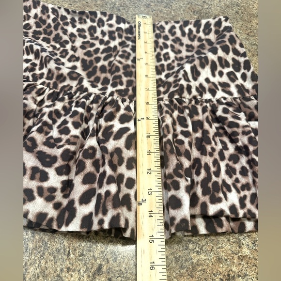 So Me Leopard Print Mini Skort Size XL Cream Black Brown Side Zipper Bubble Hem - Picture 13 of 13